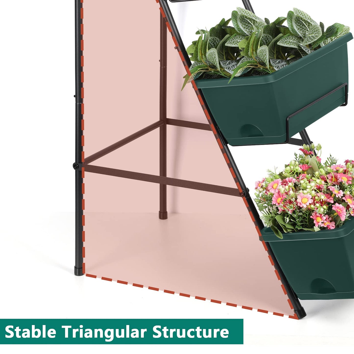 CLGardenLTD Raised Garden Bed 4 Tier Vertical Garden Planter Indoor Outdoor Herb Planter with Legs Elevated Garden Planters for Flowers Vegetables Plants, Brick Red