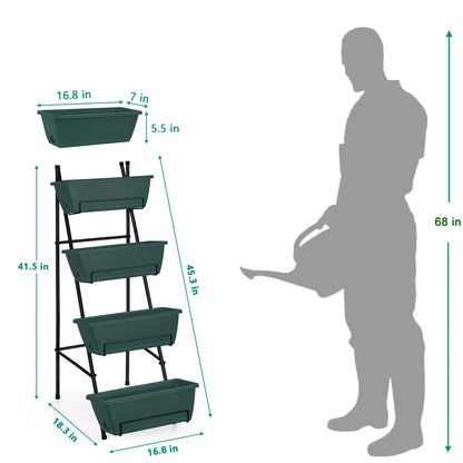CLGardenLTD Raised Garden Bed 4 Tier Vertical Garden Planter Indoor Outdoor Herb Planter with Legs Elevated Garden Planters for Flowers Vegetables Plants, Brick Red