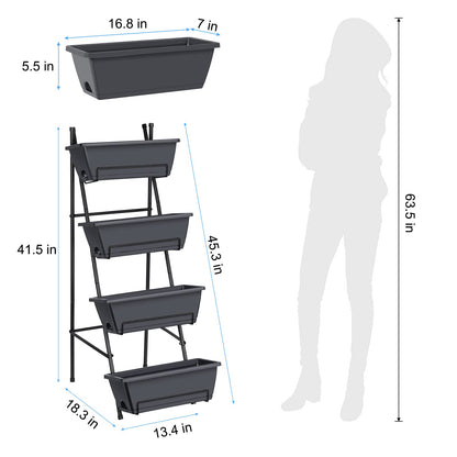 CLGardenLTD Raised Garden Bed 4 Tier Vertical Garden Planter Indoor Outdoor Herb Planter with Legs Elevated Garden Planters for Flowers Vegetables Plants, Brick Red