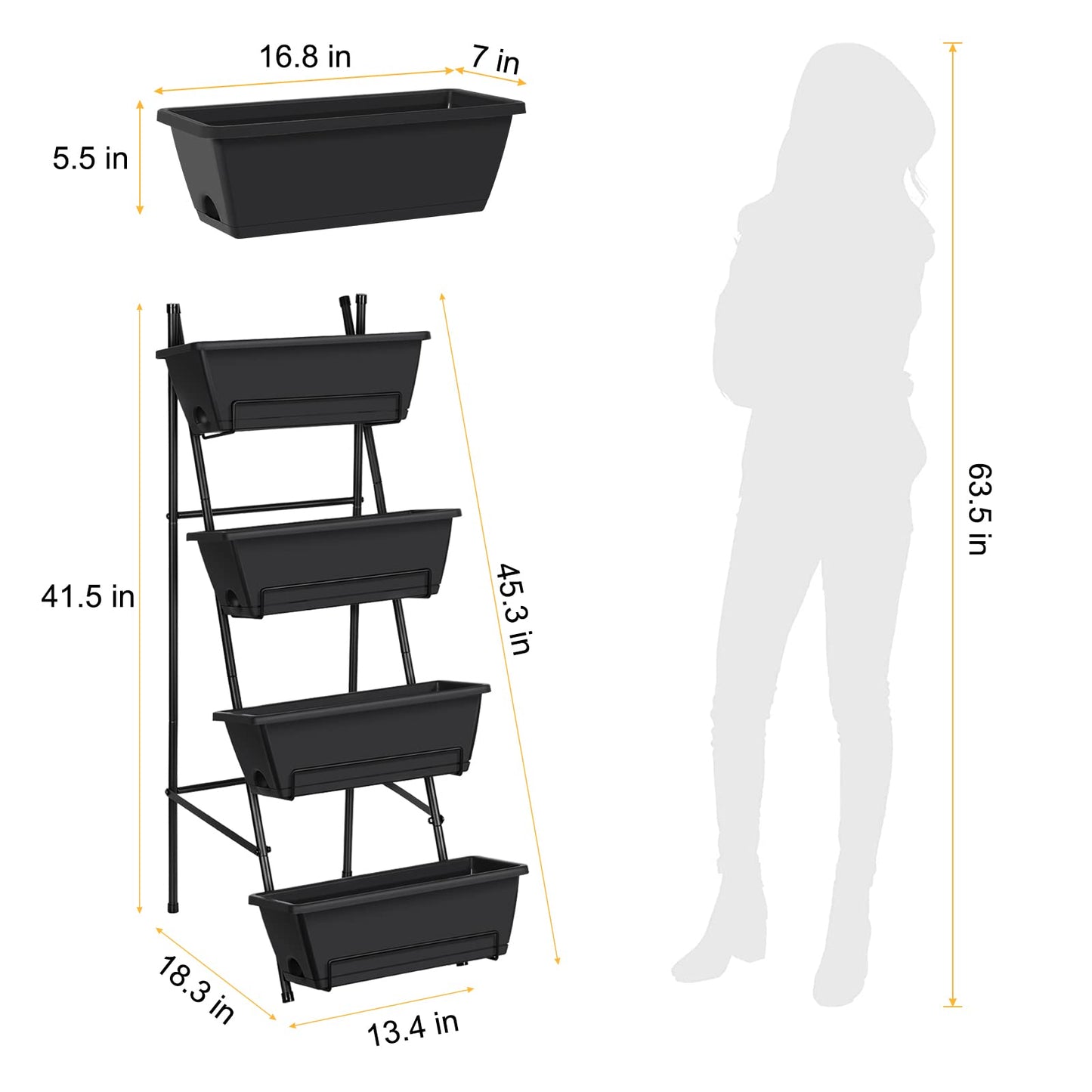 CLGardenLTD Raised Garden Bed 4 Tier Vertical Garden Planter Indoor Outdoor Herb Planter with Legs Elevated Garden Planters for Flowers Vegetables Plants, Brick Red