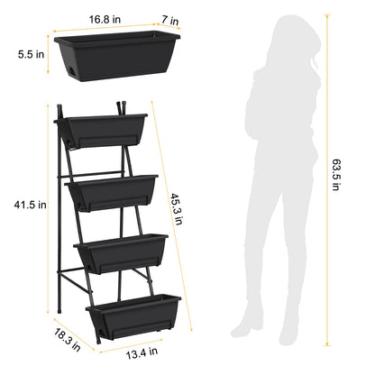 CLGardenLTD Raised Garden Bed 4 Tier Vertical Garden Planter Indoor Outdoor Herb Planter with Legs Elevated Garden Planters for Flowers Vegetables Plants, Brick Red