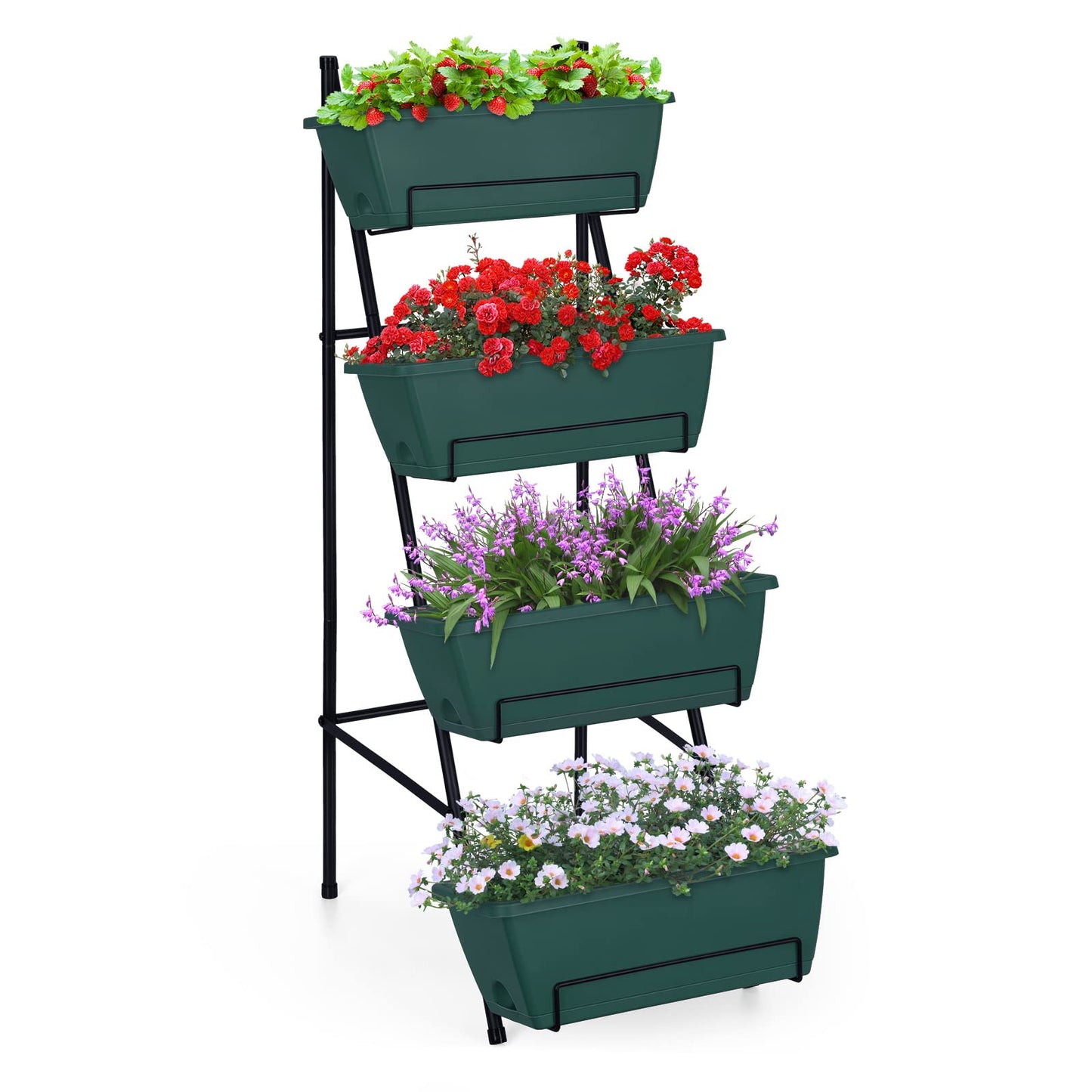 CLGardenLTD Raised Garden Bed 4 Tier Vertical Garden Planter Indoor Outdoor Herb Planter with Legs Elevated Garden Planters for Flowers Vegetables Plants, Brick Red