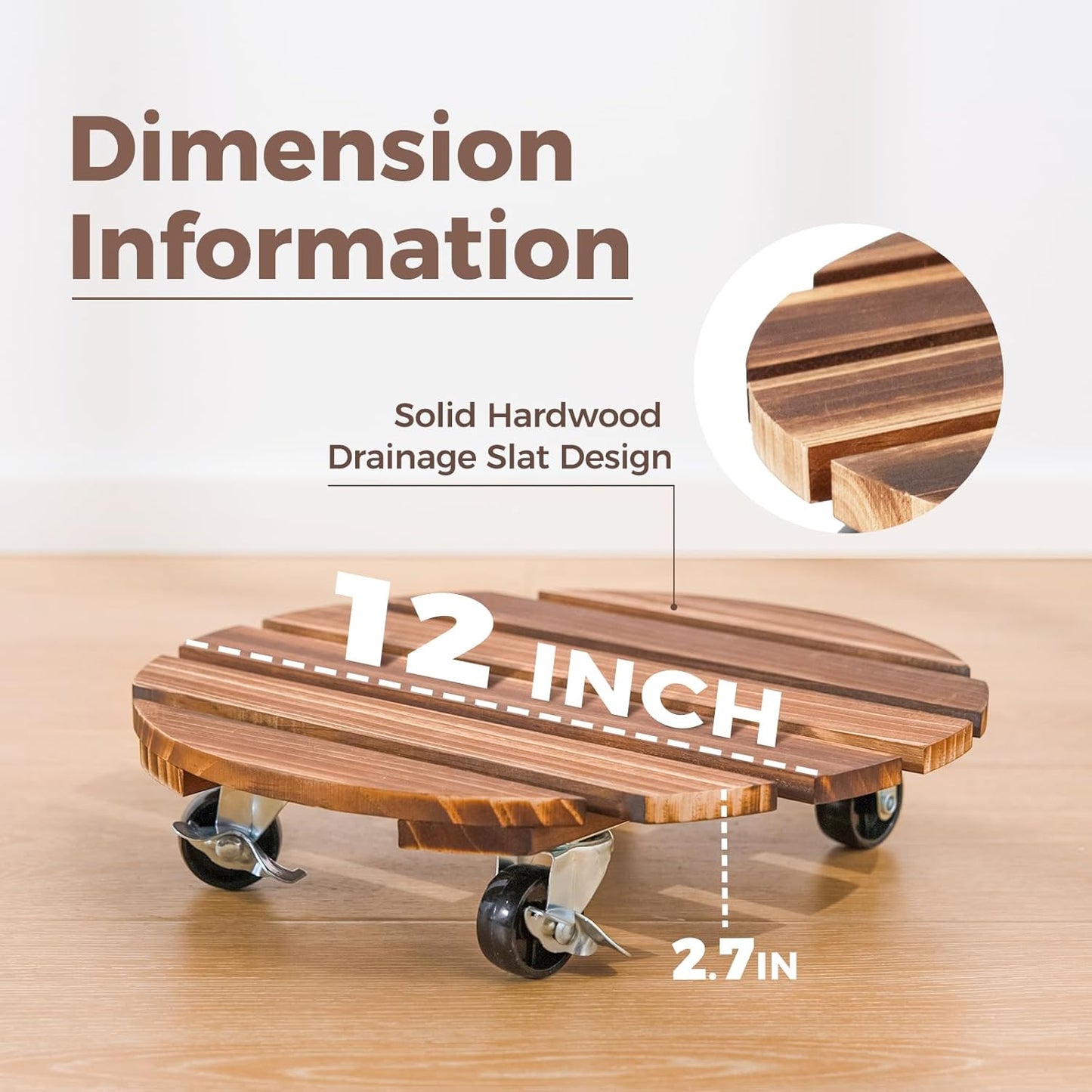 CLGardenLTD Plant Stand Outdoor Rolling Tray Plant Caddy with Wheels 12in Plant Caster with Wheels Planter Caddy Flower Cart Plant Dolly for Heavy Duty Large Plants Plant Rollers (2 Pack )
