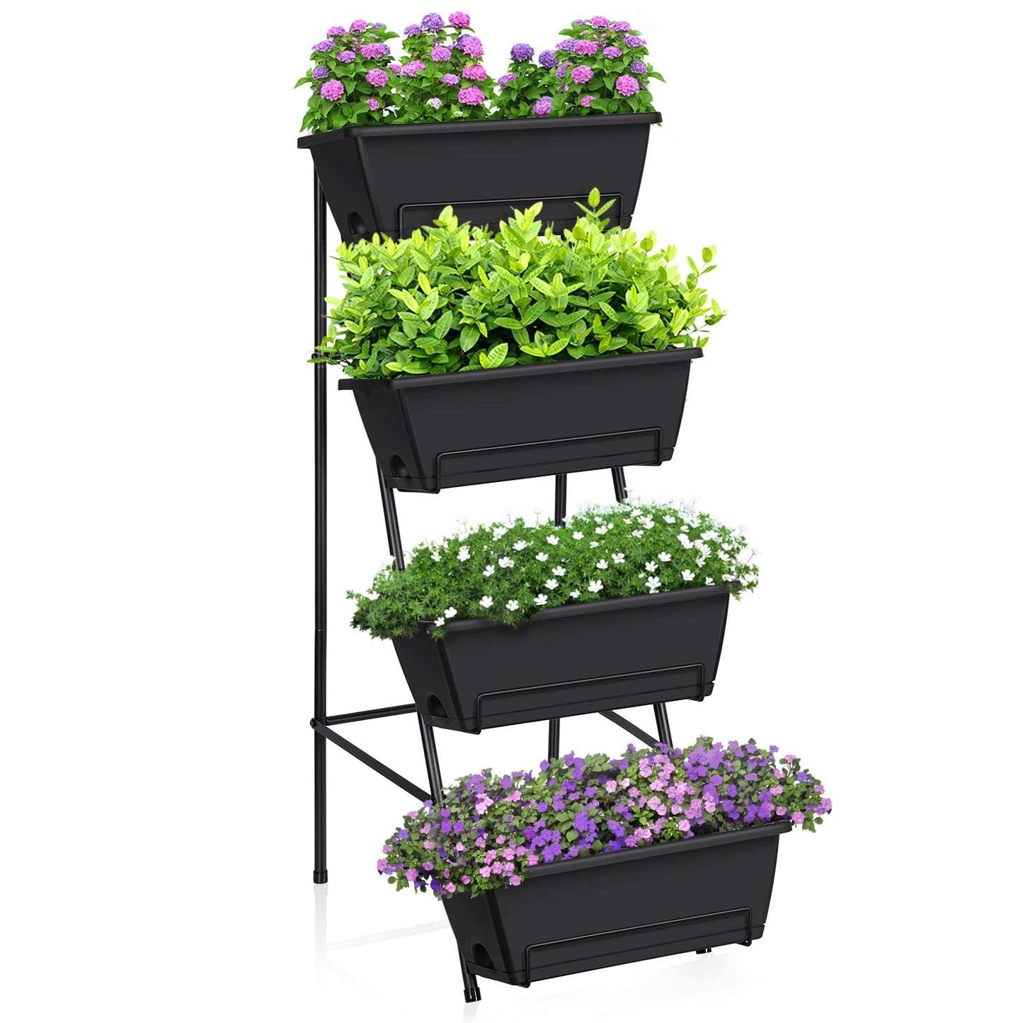 CLGardenLTD Raised Garden Bed 4 Tier Vertical Garden Planter Indoor Outdoor Herb Planter with Legs Elevated Garden Planters for Flowers Vegetables Plants, Brick Red