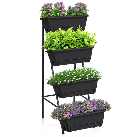 CLGardenLTD Raised Garden Bed 4 Tier Vertical Garden Planter Indoor Outdoor Herb Planter with Legs Elevated Garden Planters for Flowers Vegetables Plants, Brick Red