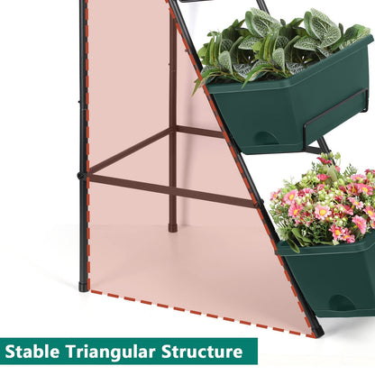 CLGardenLTD Raised Garden Bed 4 Tier Vertical Garden Planter Indoor Outdoor Herb Planter with Legs Elevated Garden Planters for Flowers Vegetables Plants, Brick Red