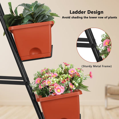 CLGardenLTD Raised Garden Bed 4 Tier Vertical Garden Planter Indoor Outdoor Herb Planter with Legs Elevated Garden Planters for Flowers Vegetables Plants, Brick Red