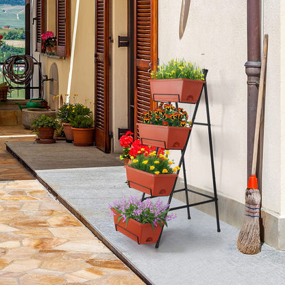 CLGardenLTD Raised Garden Bed 4 Tier Vertical Garden Planter Indoor Outdoor Herb Planter with Legs Elevated Garden Planters for Flowers Vegetables Plants, Brick Red