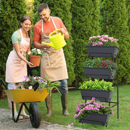 CLGardenLTD Raised Garden Bed 4 Tier Vertical Garden Planter Indoor Outdoor Herb Planter with Legs Elevated Garden Planters for Flowers Vegetables Plants, Brick Red